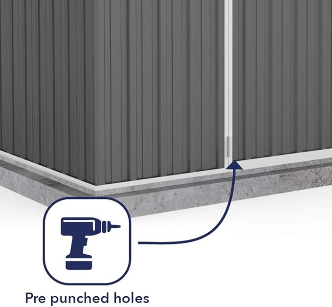 Absco Premier Storage Sheds, 10'x7' Metal Garage, DIY Backyard Shed, Utility Tool Storage, Weather & Wind Resistant Aluminum Panels & Steel Frame, Maintenance-Free, 12 Year Warranty, Woodland Gray