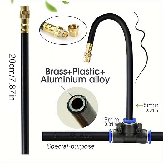 360° Adjustable Drip Irrigation System 32.8FT Garden Watering System with 10 Nozzles, Garden Irrigation System, Greenhouse Accessories, Atomizing System for Yard, Lawn, Plants, 5/16 in Hose
