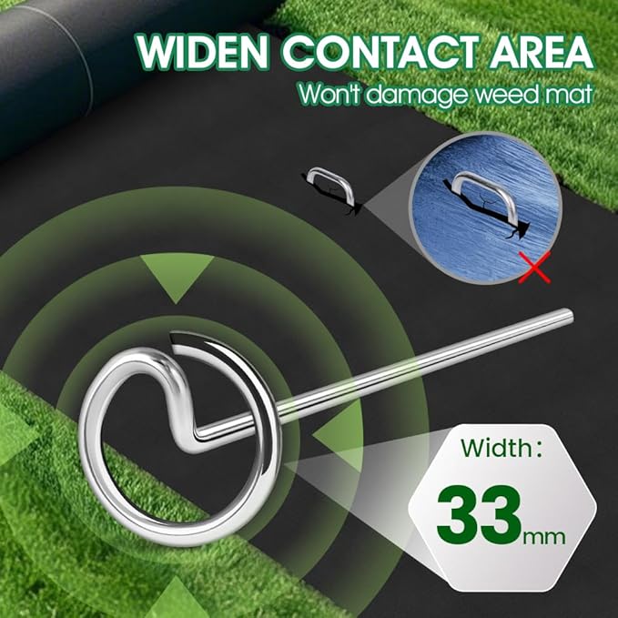 300pcs Landscape Fabric Pins, Bold 8 Gauge Galvanized Steel Garden Staples, Tent Stakes Landscape Fabric Staples Yard Stakes for Decoration Weed Barrier (6in X 300)
