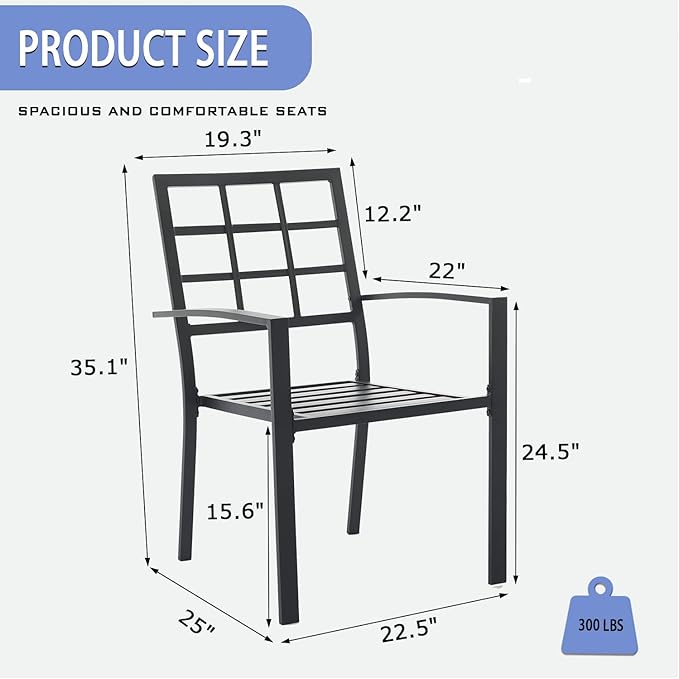Outdoor Dining Chairs Set of 2, Aluminum Frame Stackable Patio Dining Chairs with Armrest, Wrought Iron Patio Bistro Chairs for Lawn, Backyard, Garden, Porch