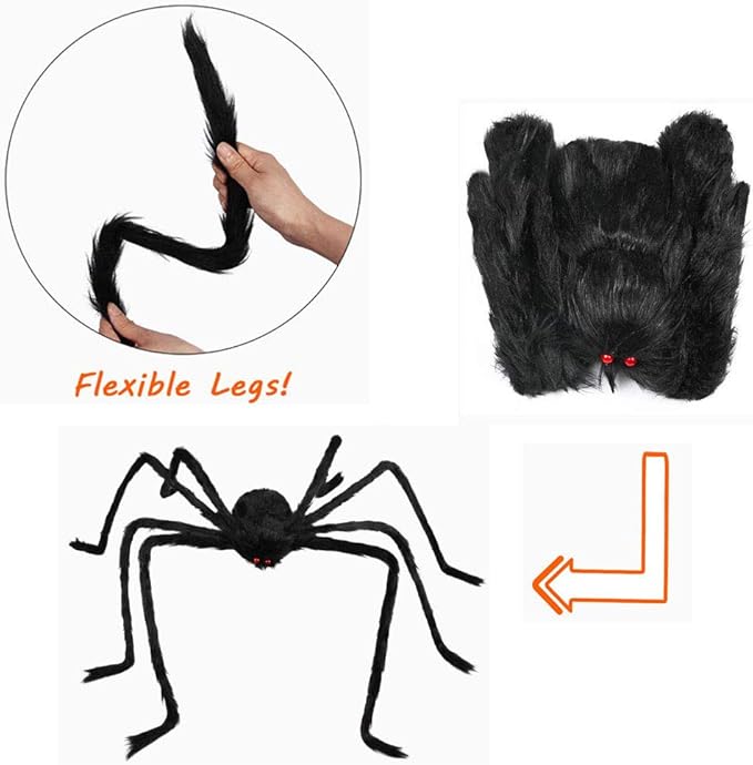 Halloween Giant Spider, 3.0FT Large Foldable Spider Fake Hairy Spider Scary Decorations Halloween Spider Outdoor Yard