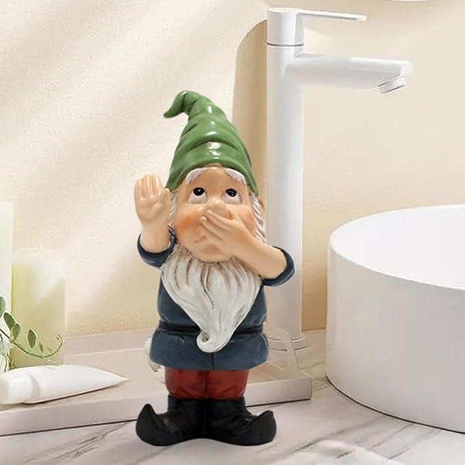 Funny Stop Garden Gnome - 6.2 Inch Resin Statue with Stop Sign, Humorous Outdoor Decor for Yard, Garden, Patio, Dog Poop Area & Trash Can Guardian