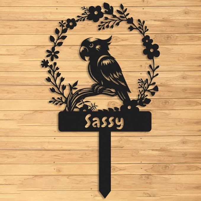 Custom Parrot Memorial Stake,Metal Parrot Grave Marker,Parrot Garden Sign,Remembrance Stake,Bird Loss,Outdoor Garden Yard Sign Parrot 8inch