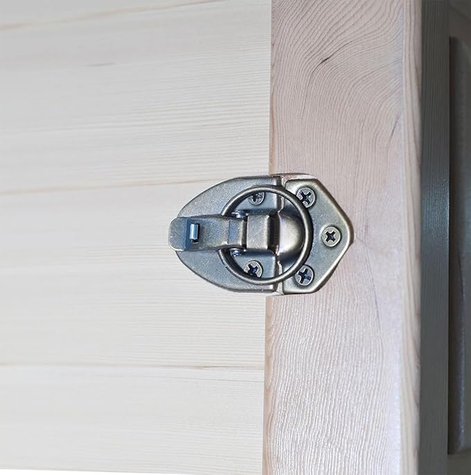 trust4care 3-Pack Hasp and Staple Lock for Steam Room Sauna Spa Wood Wall Panels - Repair Replacement Sauna Accessories, Rust-Resistant Durable Zinc Plated Security Buckle Latch Clamps (Brass)