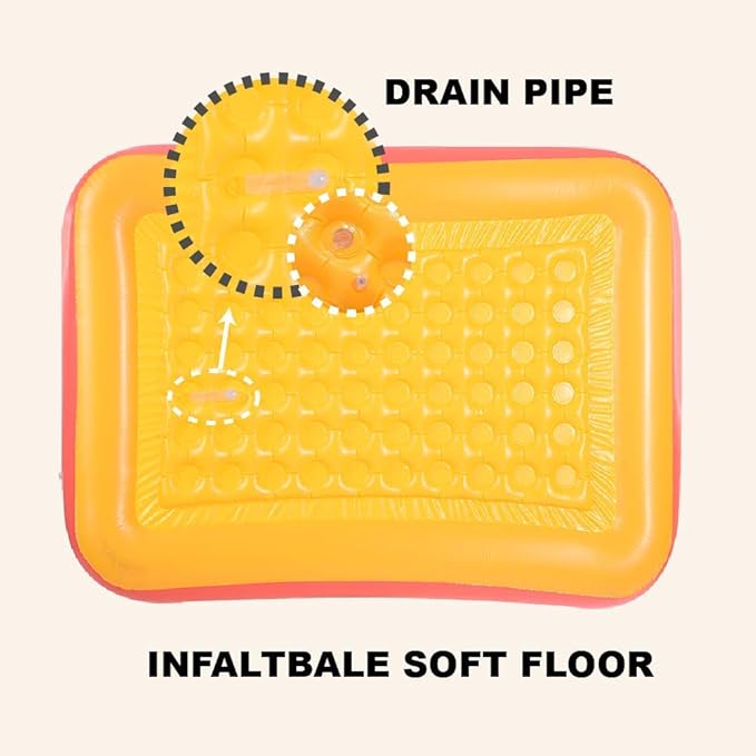 Inflatable Swimming Pool, 59" X 45" X 20" Kiddie Pools with Inflatable Soft Floor, Durable Blow Up Pools for Backyard, Garden or Indoor (Orange)