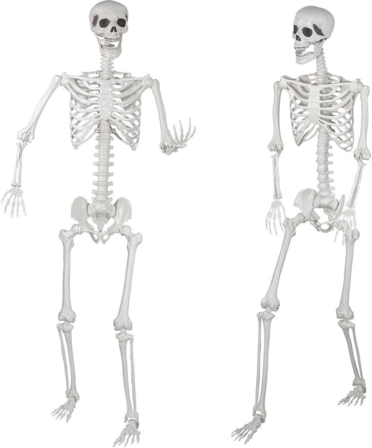 Halloween Skeleton, Realistic Life Size Skeleton with Movable Joints for Halloween Party Haunted House Indoor Outdoor Decoration (5.9ft-2P)