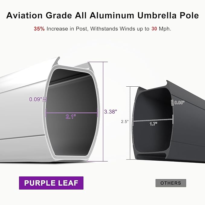 PURPLE LEAF 10ft Patio Umbrella Outdoor Square Umbrella Large Cantilever Umbrella Windproof Offset Heavy Duty Sun for Garden Deck Pool Patio, Brick Red