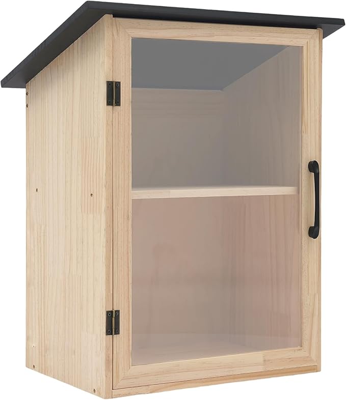 Outdoor Library Book Box - 2-Tier Literature Exchange Box Outdoor Book Storage Little Wood Cabinet with Shelf for DIY, Neighborhoods Community and Schools Sharing Books, Literature (Style 3)