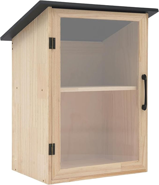 Outdoor Library Book Box - 2-Tier Literature Exchange Box Outdoor Book Storage Little Wood Cabinet with Shelf for DIY, Neighborhoods Community and Schools Sharing Books, Literature (Style 3)