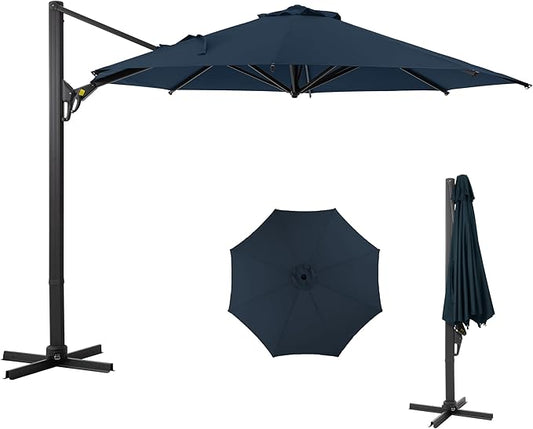SUNVIVI OUTDOOR Outdoor Patio Umbrella, Patio Umbrella, Market Umbrella, Large Outdoor Umbrella, Metal Pole Umbrella with Push Button Tilt and Crank, Polyester Canopy