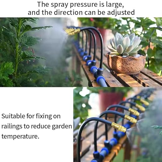360° Adjustable Drip Irrigation System 32.8FT Garden Watering System with 10 Nozzles, Garden Irrigation System, Greenhouse Accessories, Atomizing System for Yard, Lawn, Plants, 5/16 in Hose