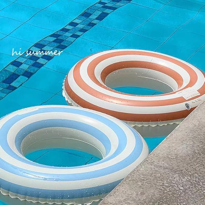 2 PCS Striped Pool Floats for Adults Swimming Rings Tube with Handles -Inflatable Pool Float Tube for Adults Pool Floats for The Beach, Party, Vacation