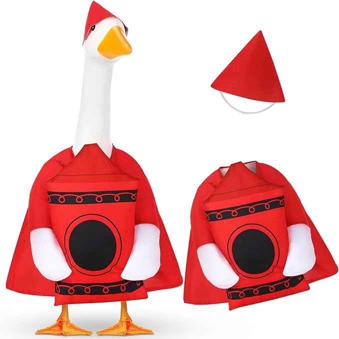 2 Pcs Porch Goose Outfit Halloween Geese Crayon Bus Teacher Cosplay Clothes for 23" Lawn Cement Goose Halloween Garden Patio Yard Outdoor Decorations(Large Crayons)