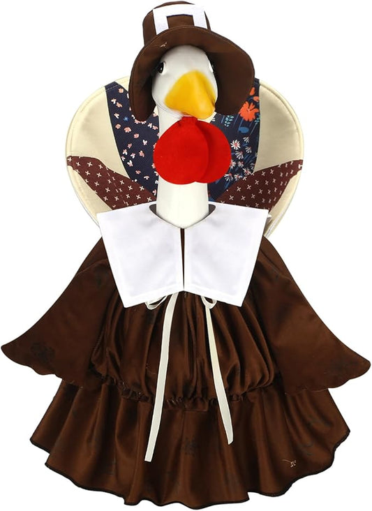 Suzile Thanksgiving Goose Outfit Dresses Clothes for 23" High Cement or Plastic Porch Goose Costume for Yard Lawn Outdoor Garden Patio Statue Xmas Santa Holiday Decor