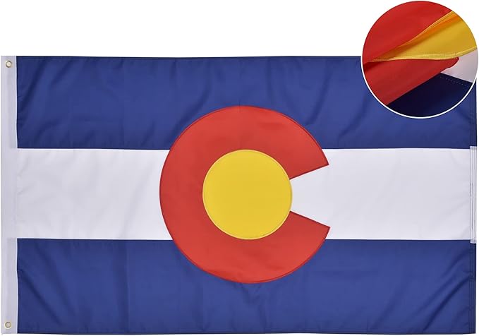 Colorado State Flag 4x6 Ft Deluxe Full Embroidered Premium Polyester Durable CO Outside Flag with Sewn Stripes and Brass Grommets for Indoor/Outdoor