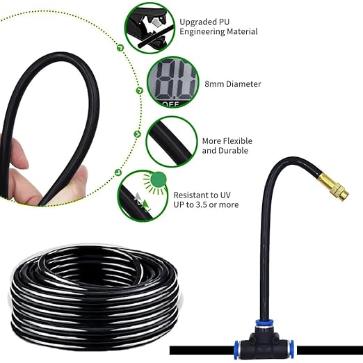 360° Adjustable Drip Irrigation System 65.6FT Garden Watering System with 20 Nozzles, Garden Irrigation System, Greenhouse Accessories, Atomizing System for Yard, Lawn, Plants, 5/16 in Hose