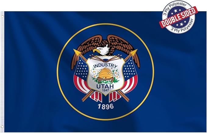 Bradford Utah State Flag 3x5 feet Outdoor, 3 Ply Polyester Utah Flags Double Sided, Heavy Duty UT Flags with 2 Brass Grommets
