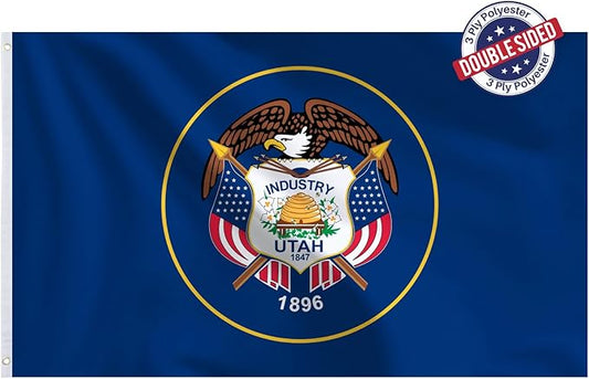 Bradford Utah State Flag 3x5 feet Outdoor, 3 Ply Polyester Utah Flags Double Sided, Heavy Duty UT Flags with 2 Brass Grommets
