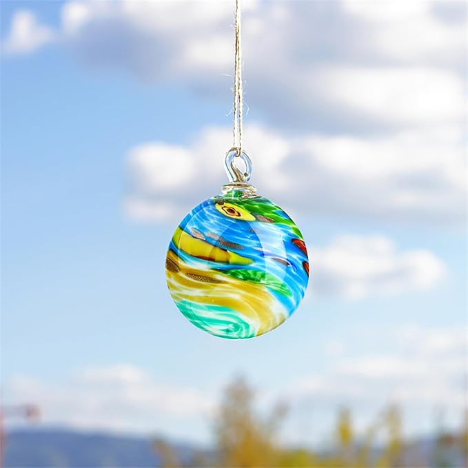 QFkris 4" Blown Glass Christmas Ornaments Ball for Christmas Tree, Hand Blown Glass Ornaments, Gazing Balls Witch Balls Friendship Ball