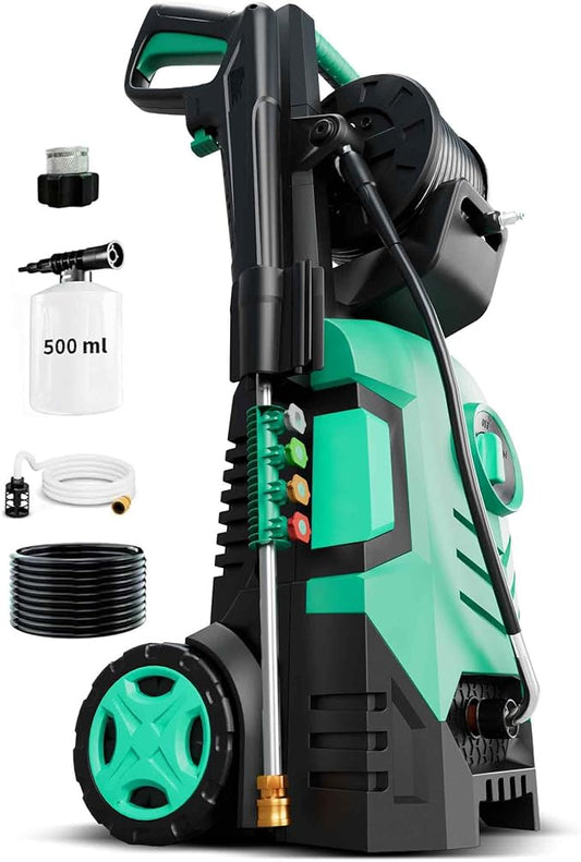 2025New Pressure Washer 4800PSI, 34" Tall, 4 Quick Connect Nozzles,Inlet Hose&Filter&500mlFoam Cannon for Cars/Fences/Driveways/Home Cleaning,Blue