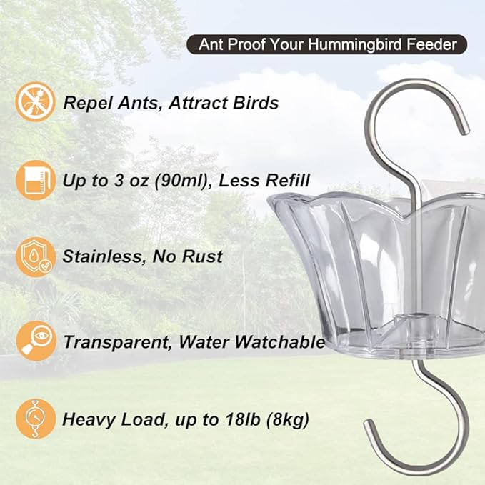 Ant Moat for Hummingbird Feeder - 3 OZ x 4 Pack Clear Insect Guard with Large Capacity