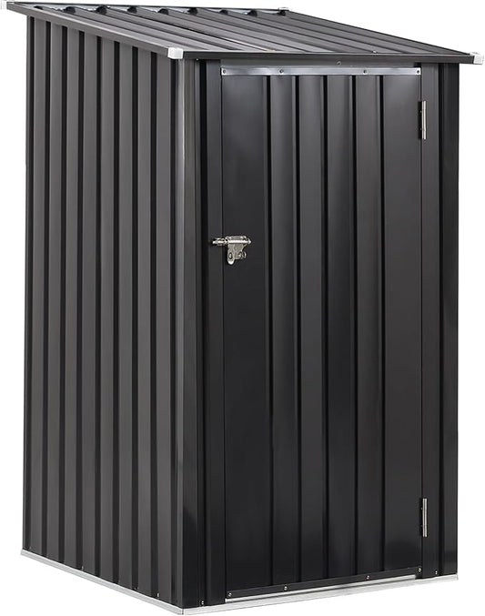 3x3 FT Outdoor Storage Shed, Metal Steel Garden Shed with Single Lockable Door, Small Shed Outdoor Steel Utility Tool Shed, Storage House Waterproof for Backyard Patio, Garden, Lawn, Dark Gray