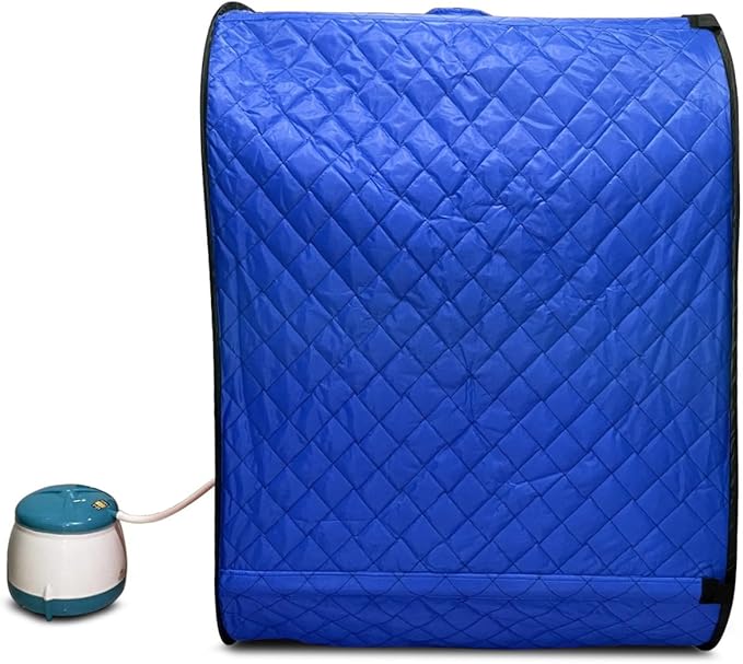 Kawachi Portable Steam Sauna Bath with 1.5L Steam Generator, 750W Power, Blue, Personal Home Spa for Full Body Detox Therapy and Relaxation