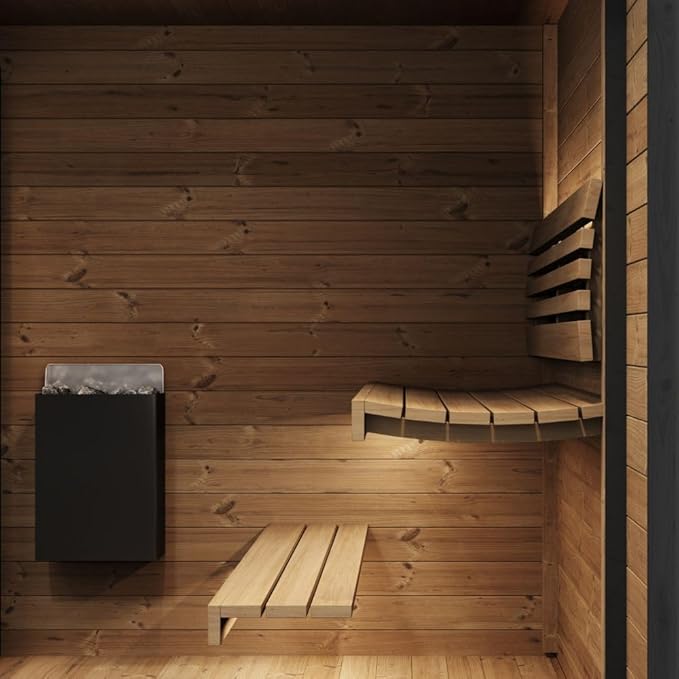 GL6 Outdoor Sauna Kit, Garden Luxury-Series Outdoor DIY Sauna Kit, Thermo-Spruce, up to 6 Persons Bundles (Sauna Heater and Sauna Stones Included) (HIVE MINI 11 WiFi - Glass)