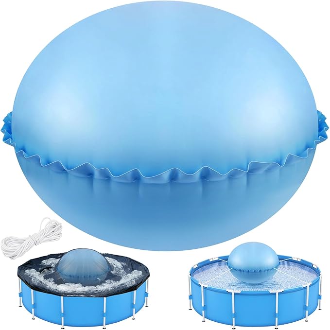 Pool Pillows for Above Ground Pools, Pool Pillows for Closing Winter, 6ft Round Air Pool Cover Pillow Kit for Winterizing with Ropes, Ultra Thick PVC Inflatable Cold Resistant Swimming Pool Pillow