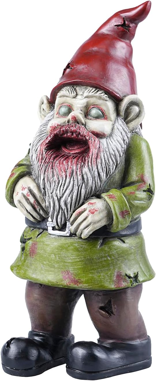 Zombie The Walking Dead Gnome Garden Statue Sculpture Scary Halloween Decoration - Resin, 10 Inches