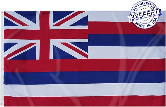 AMZFLAG Hawaii State Flag 3X5 ft, Double Sided HI Hawaii Flags 3 Ply Polyester with 2 Brass Grommets, Heavy Duty State of Hawaii Flag Thick Material