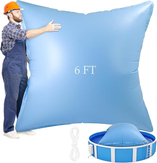 Hungdao 6 ft x 6 ft Pool Air Pillows for Above Ground Heavy Duty Air Pillow Kit for Winterize Closing Large Square Cushion Swimming Pool Closing Protects Covers with Cords