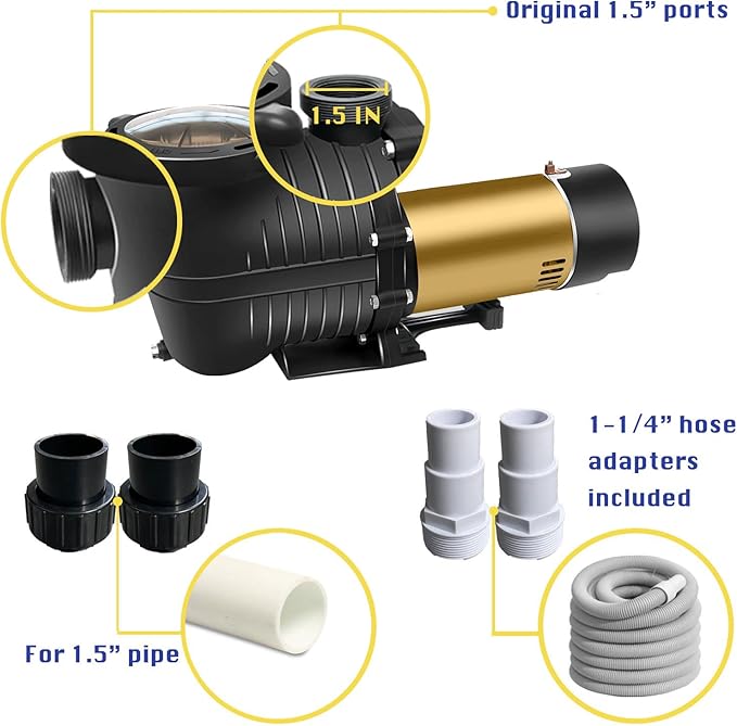 Dual Voltage Above Ground Pool Pump,2.0HP-115/230V In/Pool Pump, Self-priming Swimming Pool Water Circulation Pumps with 1.25" & 1.5“ NPT Unions