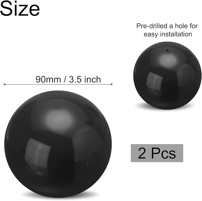 uxcell 2 Pcs Gazing Globe Decor Ball 3.5 Inch 90mm Reflective Garden Sphere Hollow Ball, Seamless Stainless Steel Gazing Ball, Smooth Mirror Globe for Garden Home Decor, Bright Black