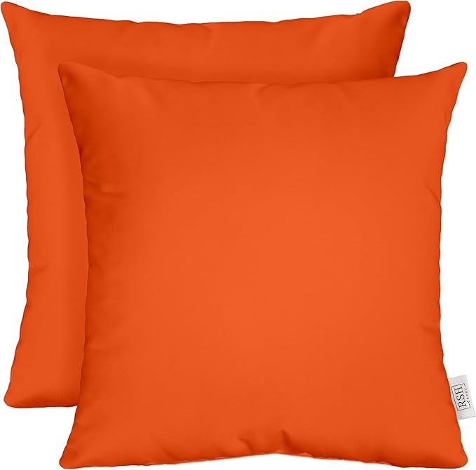 RSH DECOR: Square Throw Pillows Set of 2 | 17" x 17" | Sunbrella Performance Fabric | Water and Fade-Resistant | Outdoor Decorative Accent Pillows for Patio Furniture | Canvas Melon