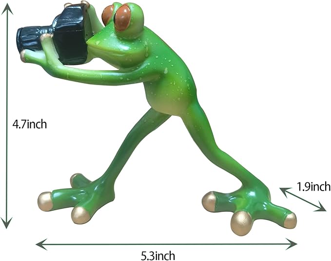 Outdoor Decor Garden Frog Gifts, Paparazzi Camera Decor, Resin Crafts for Shelves Table Desk, Statues for Garden