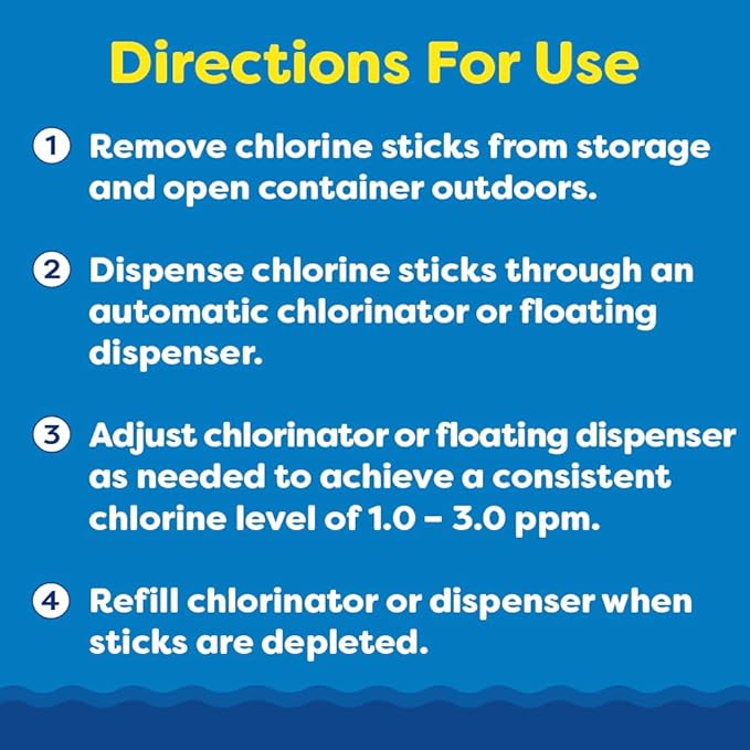 In The Swim 4 Inch Chlorine Sticks for Sanitizing Swimming Pools - Individually Wrapped, Slow Dissolving, Stabilized Chlorine Sanitizer - 90% Available Chlorine, 99% Trichlor - 50 Pounds