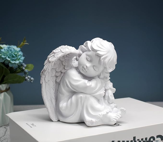 Praying Angels Figurine, Garden Angel Statues, Waterproof Kneeling Angel Sculpture, Outdoor Decor Ornament for Patio Lawn Yard Porch Decorations