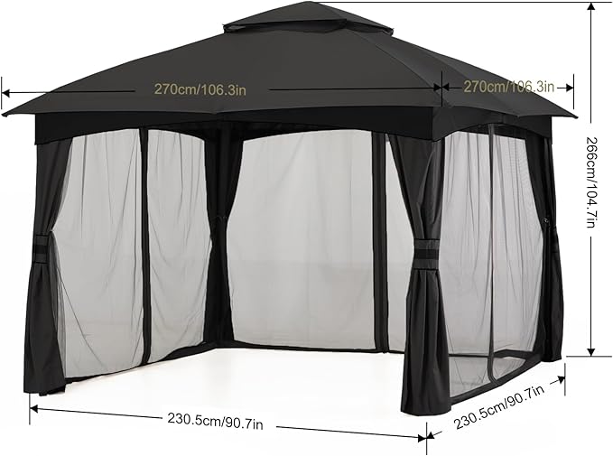 MASTERCANOPY Outdoor Patio Gazebo for Garden with Upgrade Steel Frame and Netting Walls (8x8,Gray)