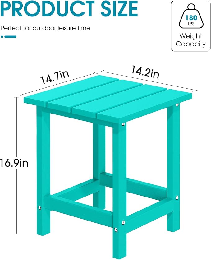 MUCHENGHY Folding Adirondack Chairs and Table Set, Outdoor Chair, Adirondack Chair Plastic, Fire Pit Chair, Weather Resistant with Cup Holder for Deck, Backyard, Garden(Lake Blue, 3-Piece)