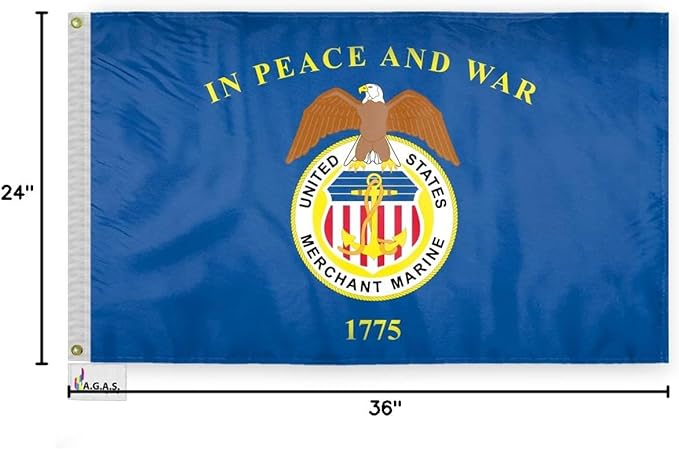 AGAS United States Merchant Marines Flag 2x3 Ft - Printed Durable Polyester US Merchant Marines Garden Flag