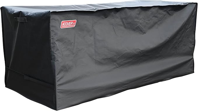 XXL Storage Box cover with Straps and Handles, Waterproof Heavy Duty Outdoor Furniture Winter Cover for Keter, Suncast Container (Deck Box Cover, 63"(L) 30"(D) 28.3"(H)) Black