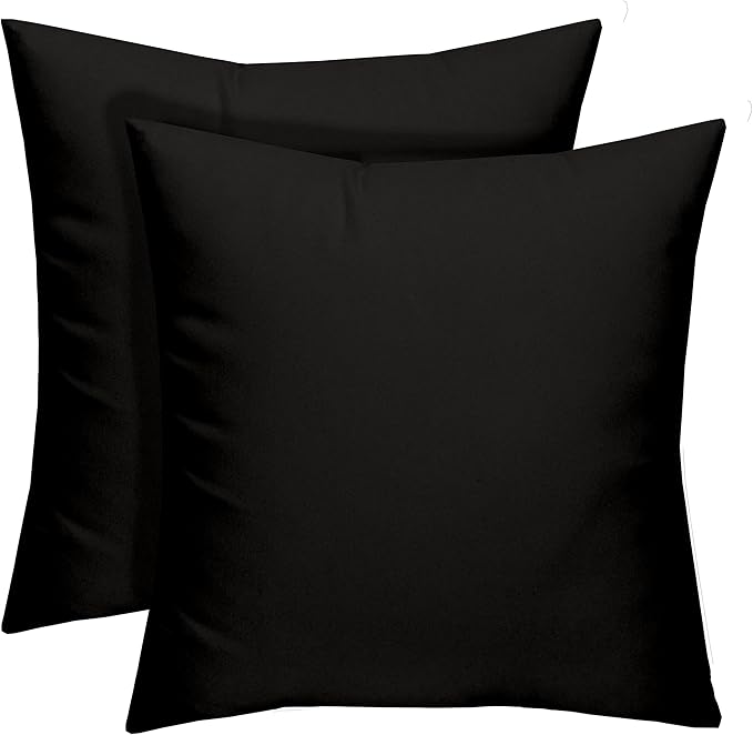 RSH DECOR: Square Throw Pillows Set of 2 | 17” x 17” | All-Weather Spun Fabric | Water and Fade-Resistant | Outdoor Accent Pillows for Patio Furniture | Black