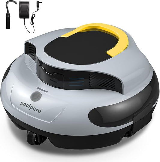 POOLPURE AquaGuard SE II Cordless Robotic Pool Cleaner - 100Min Runtime with 5000mAh Battery, Dual 30W Motors & 2150 GPH Suction for Above Ground & Inground Pools, Advanced Navigation