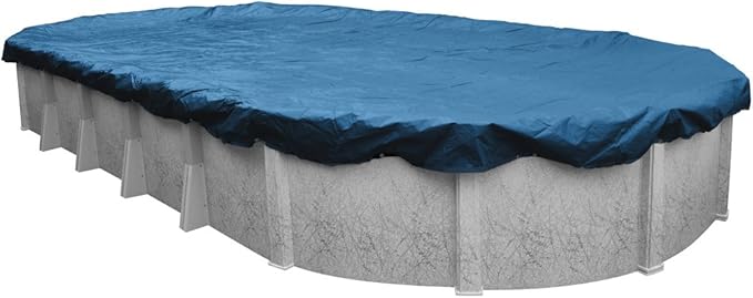 Robelle 16 x 32 ft Blue Winter Oval Pool Cover for Above Ground Pools, 4 ft Overlap (20 x 36 ft Cover Size), Solid 7 x 7 Scrim, 2.2 oz/yd2, 8-Year Warranty, Style: 461632-4K