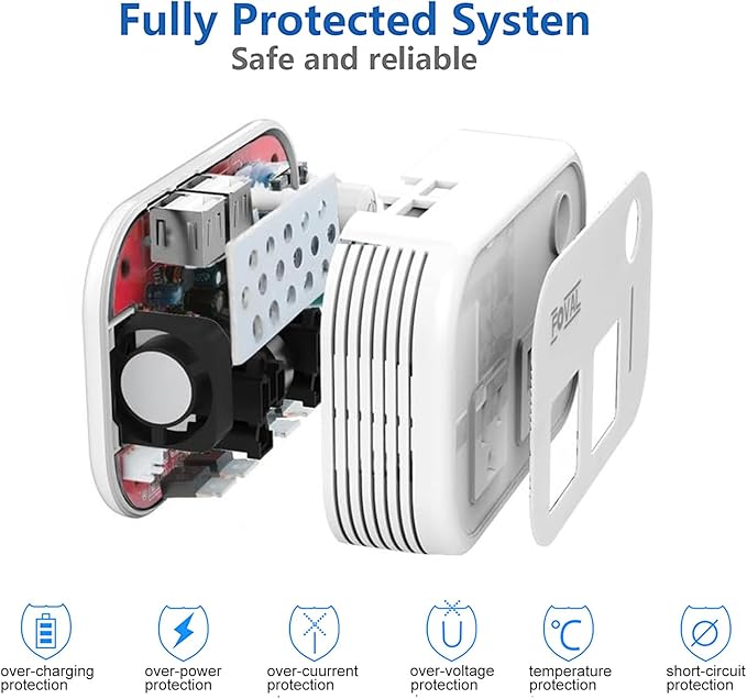 200W Car Power Inverter, FOVAL 12V DC to 110V AC Car Inverte with 4 USB Ports Car Outlet Adapter, Power Inverter for Vehicles, Car Plug Adapter Outlet for Laptop Computer Charger (White)