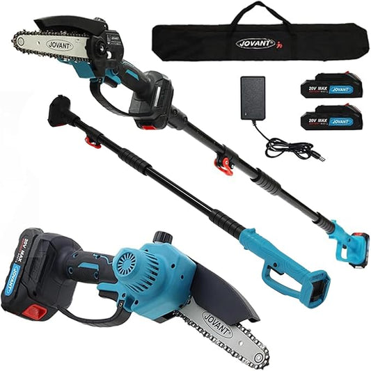 6 Inch Electric Pole Saw for Tree Trimming, 2-in-1 Cordless Mini Chainsaw for Garden Yard Wood Cutting Lightweight with Dual Batteries for Women