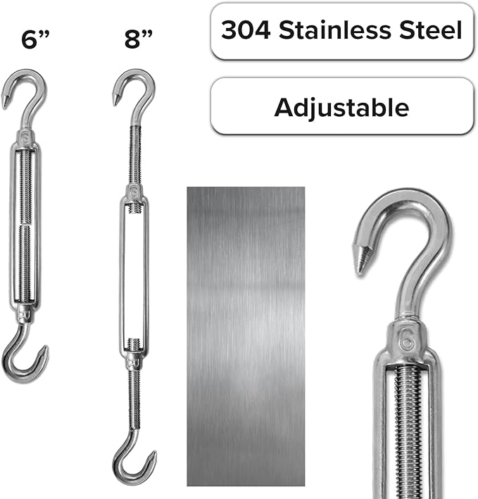 Sun Shade Sail Hardware Kit - 6 Inch Stainless Steel Sunshades Canopy Installation Kit Install Outdoor Triangle Heavy Duty Shade Sails for Deck Garden Lawn Patio