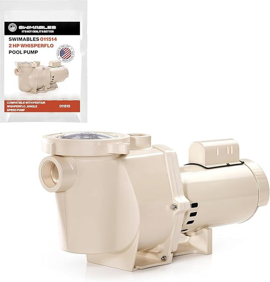 Swimables 011515 WhisperFlo 2 HP Single Speed Pool Pump - High Performance Premium WhisperFlo Pool Pumps Replacement - Quiet, Energy Efficient 2 HP Inground Pool Pump for Maximum Power