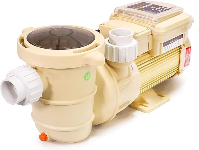 XtremepowerUS 1.5HP Variable Speed Whisper Above Ground Swimming Pool Pump, 1.5" Fitting Adapter High-Flow 3-Speed, Timer LCD Panel, 115/230V